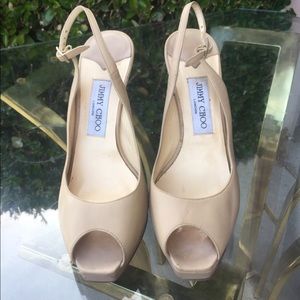 Auth Jimmy Choo Heels Stilettos Pumps Open Toe 39
